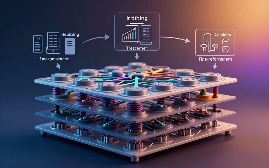 Transformer architecture and fine-tuning AI diagram